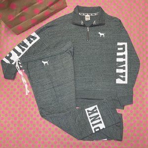 Victoria Secret PINK Half Zip Sweater & Joggers Set